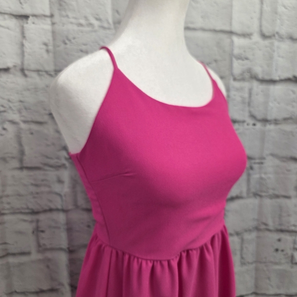Everly Hot Pink Mini Dress With Strapy Back Size Small - Picture 4 of 13